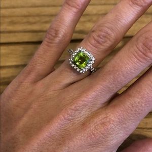 Sterling Silver 925 Peridot halo ring